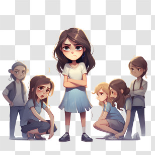 Stop Bullying Day - Angry Girl With Group Of Friends Transparent PNG
