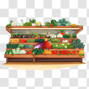 Vegetarian Food Market - Grocery Store Vegetable Shelf Transparent PNG