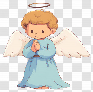 Christmas Angel - Cartoon Angel With Halo And Wings Transparent PNG