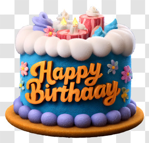 Birthday Text - Colorful Birthday Cake For Celebration Transparent PNG