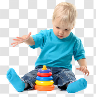 School - Child Stacking Toy Rings In Playful Setting Transparent PNG