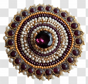 Brooch - Elegant Beaded Brooch With Gemstone Transparent PNG