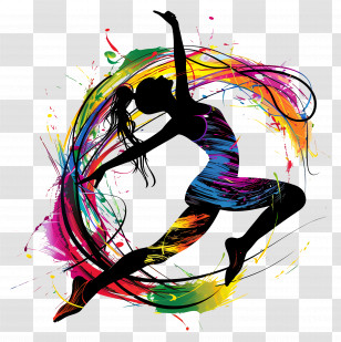 Dancer - Colorful Silhouette Of A Dancing Figure Transparent PNG