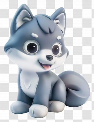 Cute Cartoon Wolf - Cute Grey Cartoon Husky Illustration Transparent PNG