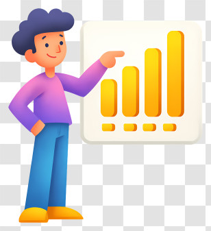 Business Analytics - Presenter Pointing Bar Chart Transparent PNG