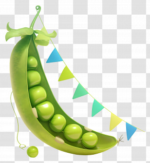 Cute Green Pea Pod - Pea Pod With Banners Transparent PNG