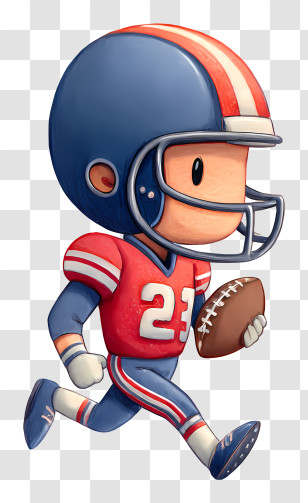 American American Football Quarterback - Cartoon Football Player Running Transparent PNG
