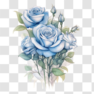 Blue Rose - Watercolor Blue Roses Illustration Transparent PNG