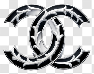 Chanel Logo - Black And Silver Ornate Interlocking Cs Logo Transparent PNG