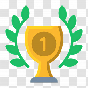 Trophy Cup - Gold Trophy With Laurels For First Place Transparent PNG