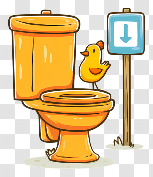 Toilet Sign - Yellow Toilet With Duck And Sign Transparent PNG