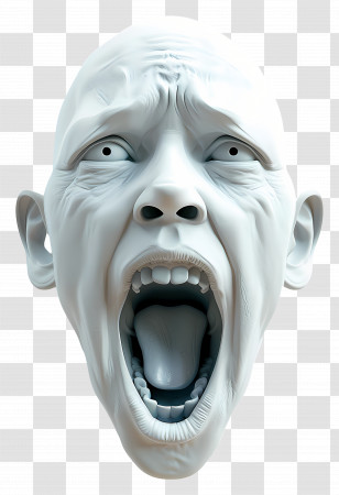 Face Screaming - White Sculpture Of A Screaming Face Transparent PNG