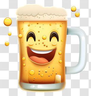 Homebrew Day - Smiling Beer Mug With Bubbles Transparent PNG