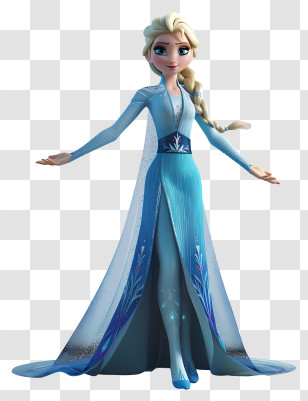 Frozen Elsa Princess - Ice Queen In Elegant Blue Dress Animation Transparent PNG