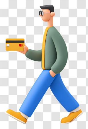 Man Carrying Credit Card - Cartoon Man Holding A Credit Card Transparent PNG