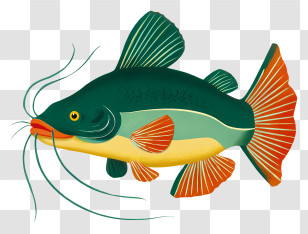 Catfish - Green Catfish Illustration Transparent PNG