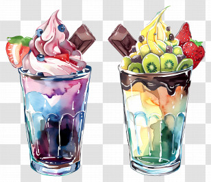National Parfait Day - Colorful Ice Cream Desserts With Fruits Transparent PNG