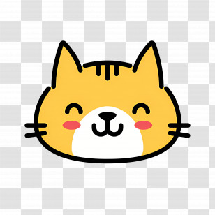 Cat Emoji - Cute Smiling Cartoon Cat Head Transparent PNG