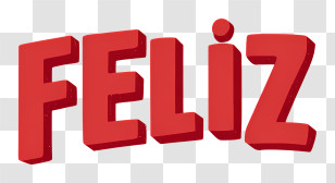 Feliz Logo - Red 3D 'FELIZ' Text Transparent PNG
