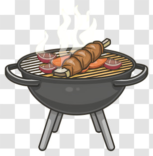Cartoon - Barbecue Grill With Skewers And Smoke Transparent PNG