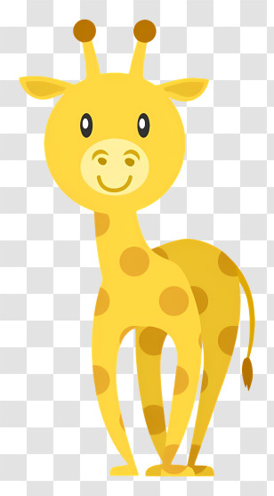 Giraffe - Happy Yellow Giraffe Cartoon Drawing Transparent PNG