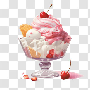Ice Cream Sundae
 - Ice Cream Sundae With Cherry Topping Transparent PNG