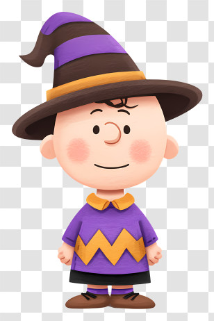 Charlie Brown In Witch Outfit - Cute Boy In Witch Costume Transparent PNG