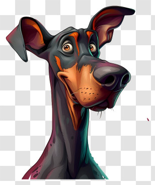 Cartoon Dog - Cartoon Doberman Dog Illustration Transparent PNG