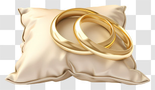 Gold Wedding Rings - Gold Wedding Rings On Pillow Transparent PNG