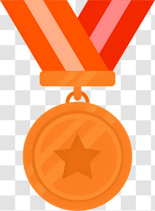 Icon - Gold Medal With Red Ribbon Symbolizing Victory Transparent PNG