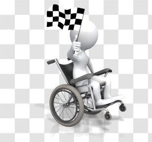 Stick Figure - Wheelchair Figure Holding Racing Flag Transparent PNG