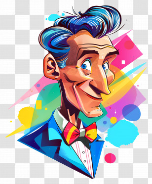 Bill Nye - Colorful Cartoon Man With Bow Tie Transparent PNG