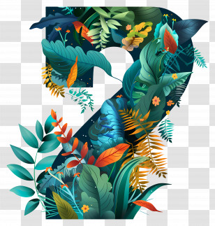 Number 7 - Colorful Number 2 Design Transparent PNG