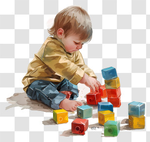 Child - Child Playing With Colorful Building Blocks Transparent PNG