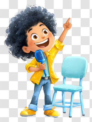 Cheerful Child Singing - Joyful Boy Singing With Microphone Transparent PNG