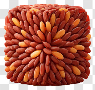 Brown Rice - Red Seed Textured Cube Transparent PNG