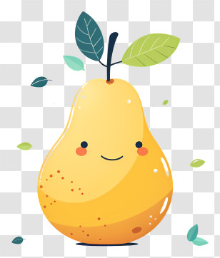 Cartoon Pear - Smiling Yellow Pear Cartoon Illustration Transparent PNG