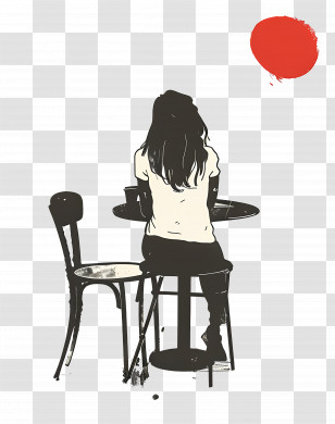 Woman At Cafe - Woman Sitting Alone At Cafe Transparent PNG