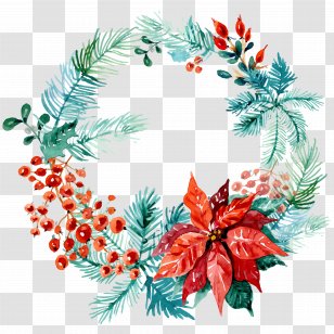 Wreath Christmas Ornament Wedding Invitation Watercolor Painting - Flower Transparent PNG