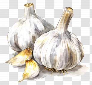 Garlic - Garlic Bulbs Watercolor Illustration Transparent PNG