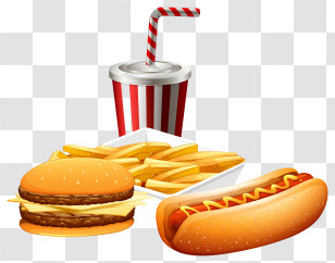 Hot Dog - Fast Food Combo With Burger, Hotdog, And Fries Transparent PNG