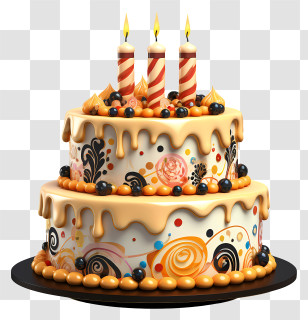 Birthday Cake - Elegant Decorative Cake With Candles For Events Transparent PNG