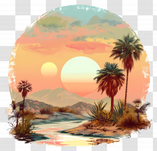 Desert Landscape - Beautiful Desert Landscape At Sunset Transparent PNG