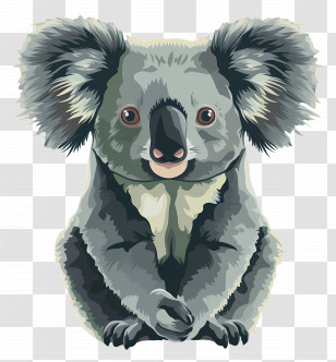 Koala - Adorable Gray Koala Illustration Transparent PNG