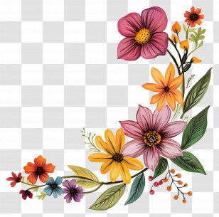 Flower Banner - Colorful Floral Arrangement With Various Flowers Transparent PNG