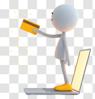Man Holding Golden Credit Card - Character Making Online Payment Transparent PNG