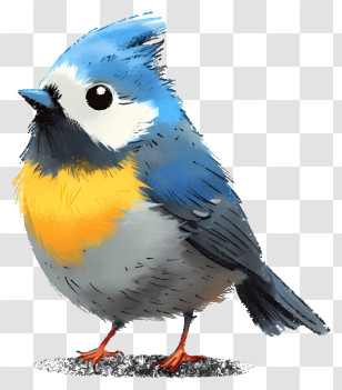 Bird - Cute Blue And Yellow Bird Transparent PNG