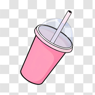 Pink Plastic Cup - Pink Drink Cup With Straw Transparent PNG