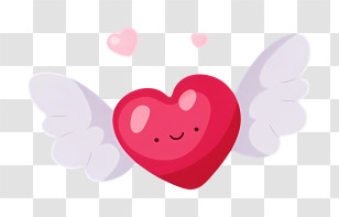 Cartoon Heart - Adorable Heart With Wings Cartoon Illustration Transparent PNG