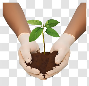 Planting Tree - Hands Holding A Young Plant Transparent PNG